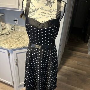 Elegant Black Polka Dot Dress